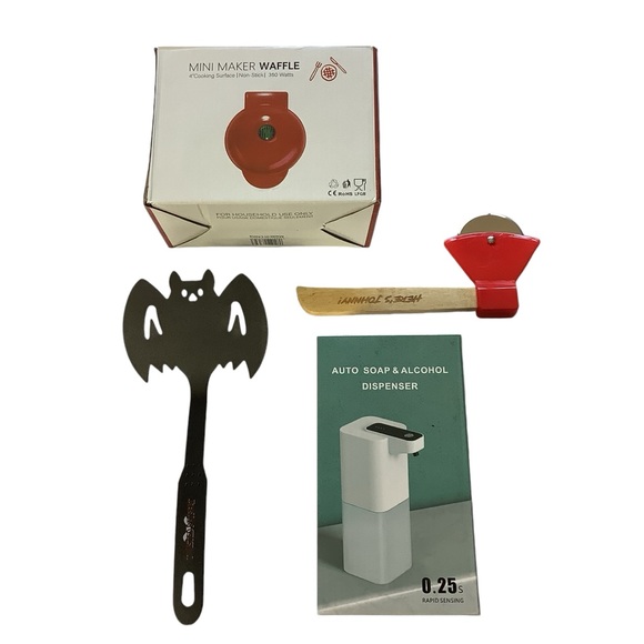 Spooky Kitchen Tools Pizza Cutter Spatula Mini Waffle Maker Soap Dispenser - Picture 1 of 6
